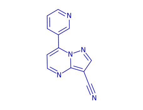 Molecular Structure of 78561-98-5 (7-(PYRIDIN-3-YL)PYRAZOLO[1,5-A]PYRIMIDINE-3-CARBONITRILE)