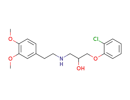 Molecular Structure of 42864-86-8 (2-Propanol,
1-(2-chlorophenoxy)-3-[[2-(3,4-dimethoxyphenyl)ethyl]amino]-)