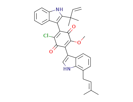 2,5-Cyclohexadiene-1,4-dione,
2-chloro-3-[2-(1,1-dimethyl-2-propenyl)-1H-indol-3-yl]-5-methoxy-6-[7-(3
-methyl-2-butenyl)-1H-indol-3-yl]-