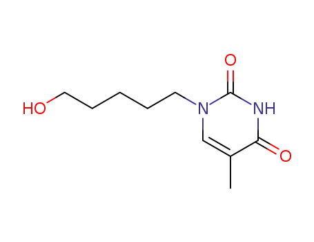 Molecular Structure of 78795-23-0 (1-(5-hydroxypentyl)-5-methylpyrimidine-2,4(1H,3H)-dione)