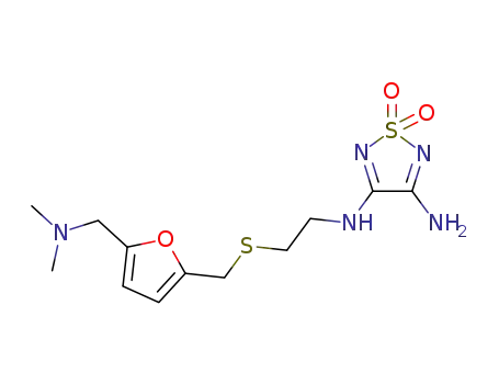 Molecular Structure of 78441-83-5 (N-{2-[({5-[(dimethylamino)methyl]furan-2-yl}methyl)sulfanyl]ethyl}-1,2,5-thiadiazole-3,4-diamine 1,1-dioxide)
