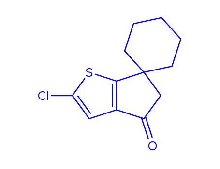 Molecular Structure of 78502-05-3 (2-chloro-5,6-dihydrospiro(4H-cyclopenta[b]thiophene-6,1'-cyclohexane)-4-one)