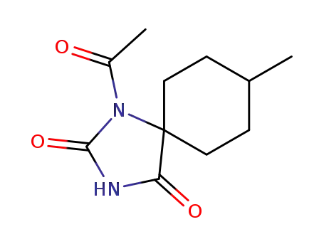 Molecular Structure of 718-70-7 (1-Acetyl-8-methyl-1,3-diazaspiro[4.5]decane-2,4-dione)