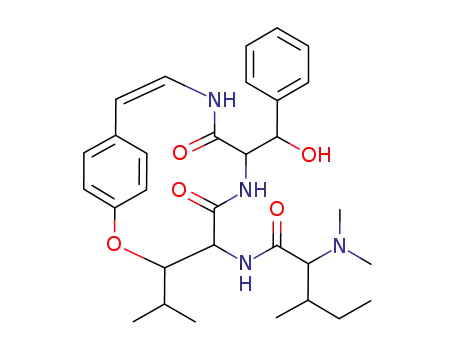 Molecular Structure of 72047-69-9 (2-Dimethylamino-N-[7-(hydroxyphenylmethyl)-3-(1-methylethyl)-5,8-dioxo-2-oxa-6,9-diazabicyclo[10.2.2]hexadeca-1(14),10,12,15-tetren-4-yl]-3-methylpentanamide)