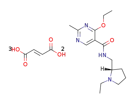 Molecular Structure of 72442-43-4 (4-ethoxy-N-{[(2S)-1-ethylpyrrolidin-2-yl]methyl}-2-methylpyrimidine-5-carboxamide (2E)-but-2-enedioate (2:3))