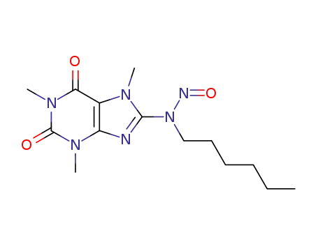 Molecular Structure of 7253-84-1 (8-[hexyl(nitroso)amino]-1,3,7-trimethyl-3,7-dihydro-1H-purine-2,6-dione)