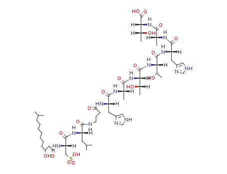 [(R)-3-Hydroxy-11-methyl-1-oxododecyl]-3-sulfo-L-Ala-L-Leu-(4-amino*butyryl)-L-His-L-Ala-L-aThr-L-Thr-L-His-D-Ala-D-aThr-OH