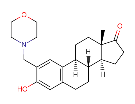 Molecular Structure of 7249-00-5 (3-hydroxy-2-(morpholin-4-ylmethyl)estra-1(10),2,4-trien-17-one)