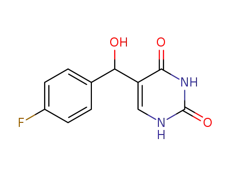 Molecular Structure of 724-02-7 (5-[(4-fluorophenyl)(hydroxy)methyl]pyrimidine-2,4(1H,3H)-dione)