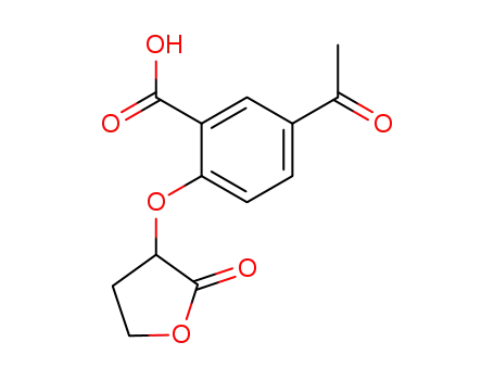 Molecular Structure of 72492-92-3 (Benzoic acid, 5-acetyl-2-[(tetrahydro-2-oxo-3-furanyl)oxy]-)