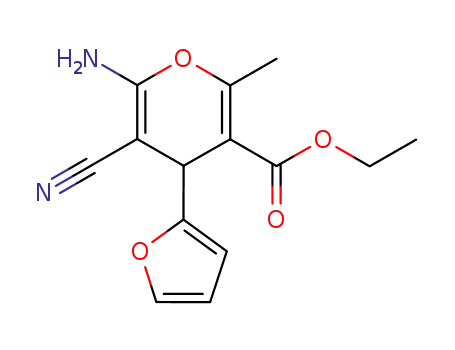 Molecular Structure of 72568-56-0 (ETHYL 6-AMINO-5-CYANO-4-(2-FURYL)-2-METHYL-4H-PYRAN-3-CARBOXYLATE)