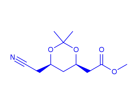 Molecular Structure of 791115-50-9 (1,3-Dioxane-4-aceticacid,6-(cyanomethyl)-2,2-dimethyl-,methylester(9CI))