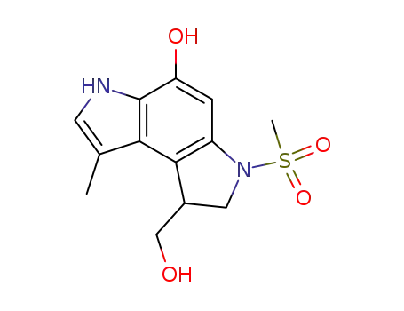 Molecular Structure of 79035-11-3 (1,2,3,6-tetrahydro-1-hydroxymethyl-3-methylsulfonyl-8-methylbenzo<1,2-b:4,3-b'>dipyrrol-5-ol)