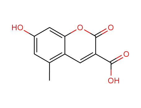 Molecular Structure of 873378-18-8 (7-hydroxy-5-methyl-2-oxo-2<i>H</i>-chromene-3-carboxylic acid)