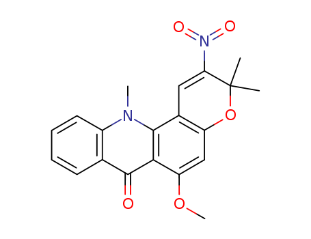 7H-Pyrano[2,3-c]acridin-7-one,3,12-dihydro-6-methoxy-3,3,12-trimethyl-2-nitro- cas  7095-42-3