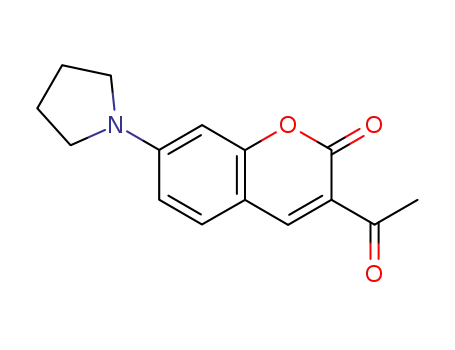 Molecular Structure of 74696-97-2 (2H-1-Benzopyran-2-one, 3-acetyl-7-(1-pyrrolidinyl)-)
