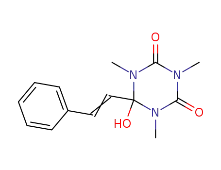 Molecular Structure of 58035-10-2 (1,3,5-Triazine-2,4(1H,3H)-dione,
dihydro-6-hydroxy-1,3,5-trimethyl-6-(2-phenylethenyl)-)