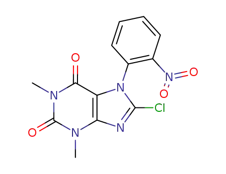 Molecular Structure of 72898-63-6 (8-chloro-1,3-dimethyl-7-(2-nitrophenyl)-3,7-dihydro-1H-purine-2,6-dione)