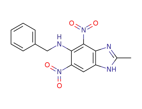 Molecular Structure of 72766-17-7 (N-benzyl-2-methyl-4,6-dinitro-1H-benzimidazol-5-amine)