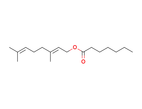 Molecular Structure of 73019-15-5 (Heptanoic acid (E)-3,7-dimethyl-2,6-octadienyl ester)