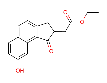 Molecular Structure of 72907-99-4 (ethyl (8-hydroxy-1-oxo-2,3-dihydro-1H-cyclopenta[a]naphthalen-2-yl)acetate)