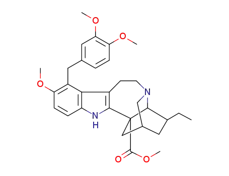 Molecular Structure of 72989-12-9 (methyl (2alpha,4alpha,5xi,18xi)-11-(3,4-dimethoxybenzyl)-12-methoxyibogamine-18-carboxylate)