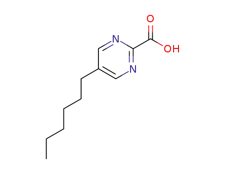 Molecular Structure of 72790-11-5 (2-Pyrimidinecarboxylic acid, 5-hexyl- (9CI))