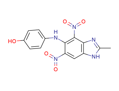 4-[(2-methyl-4,6-dinitro-1H-benzoimidazol-5-yl)amino]phenol cas  72766-21-3