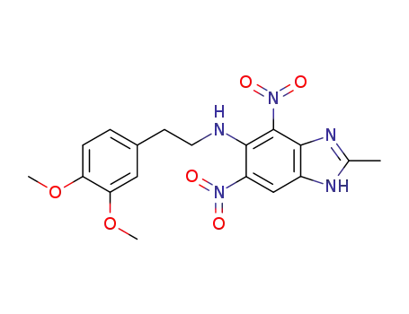1H-Benzimidazol-5-amine, N-(2-(3,4-dimethoxyphenyl)ethyl)-4,6-dinitro-2-methyl-