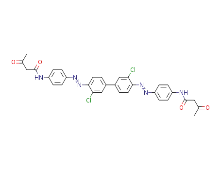 Molecular Structure of 71130-18-2 (N,N'-((3,3'-Dichloro(1,1'-biphenyl)-4,4'-diyl)bis(azo-4,1-phenylene))bis(3-oxobutanamide))