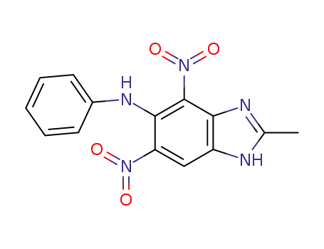 Molecular Structure of 72766-22-4 (2-methyl-4,6-dinitro-N-phenyl-1H-benzimidazol-5-amine)