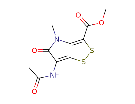 1,2-Dithiolo[4,3-b]pyrrole-3-carboxylic acid,
6-(acetylamino)-4,5-dihydro-4-methyl-5-oxo-, methyl ester