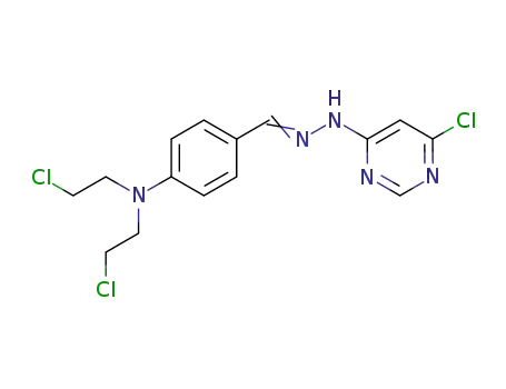 Molecular Structure of 799-04-2 (N,N-bis(2-chloroethyl)-4-{[2-(6-chloropyrimidin-4-yl)hydrazinylidene]methyl}aniline)