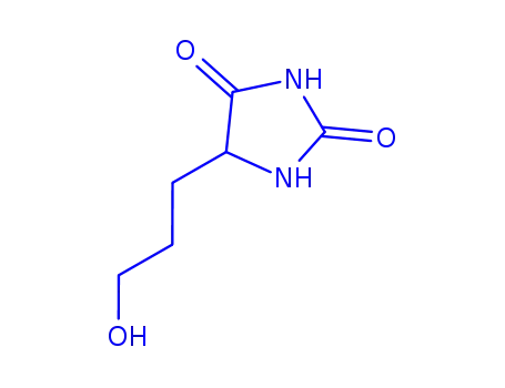 Molecular Structure of 872782-23-5 (2,4-Imidazolidinedione,  5-(3-hydroxypropyl)-)