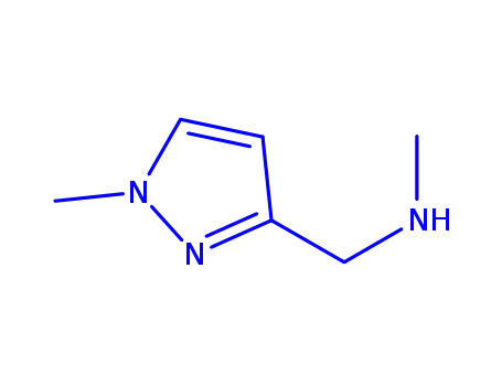 Molecular Structure of 871825-57-9 (METHYL-(1-METHYL-1 H-PYRAZOL-3-YLMETHYL)-AMINE)