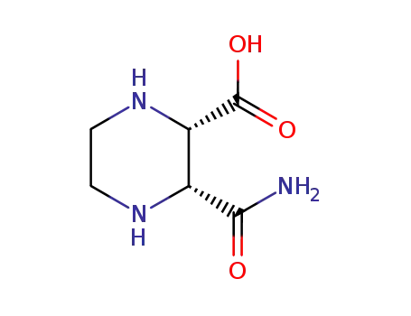 Molecular Structure of 79744-11-9 (2-Piperazinecarboxylicacid,3-(aminocarbonyl)-,cis-(9CI))