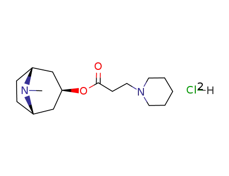 Molecular Structure of 87168-47-6 (8-methyl-8-azabicyclo[3.2.1]oct-3-yl 3-piperidin-1-ylpropanoate dihydrochloride)