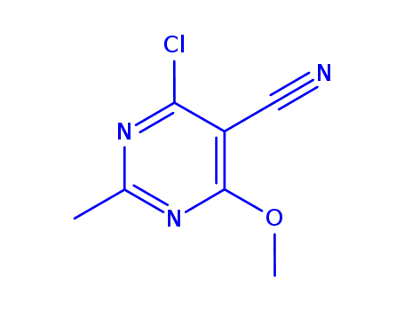 Molecular Structure of 875233-60-6 (4-CHLORO-6-METHOXY-2-METHYLPYRIMIDINE-5-CARBONITRILE)