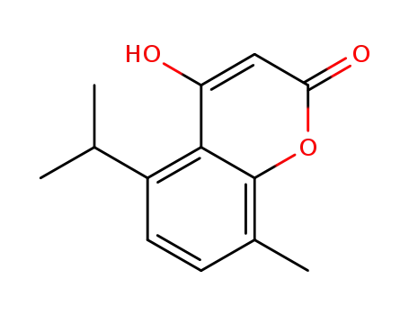 Molecular Structure of 799262-08-1 (2H-1-Benzopyran-2-one, 4-hydroxy-8-methyl-5-(1-methylethyl)- (9CI))