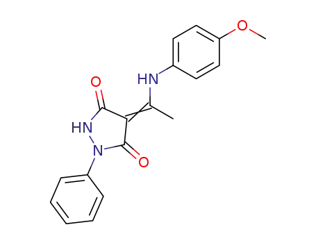 Molecular Structure of 80141-82-8 ((4E)-4-{1-[(4-methoxyphenyl)amino]ethylidene}-1-phenylpyrazolidine-3,5-dione)