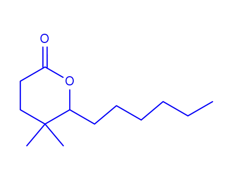 Molecular Structure of 799268-17-0 (2H-Pyran-2-one,6-hexyltetrahydro-5,5-dimethyl-(9CI))