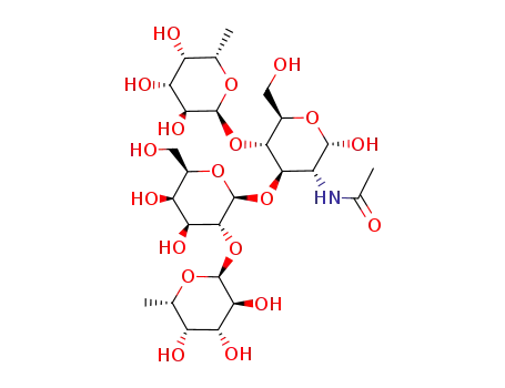 Molecular Structure of 80035-27-4 (O-alpha fucopyranosyl-(1-2)-O-beta-galactopyranosyl-(1-3)-O-(alpha-fucopyranosyl)-(1-4)-2-acetamido-2-deoxy-glucopyranose)