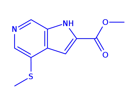 Molecular Structure of 871583-22-1 (4-(methylthio)-1H-Pyrrolo[2,3-c]pyridine-2-carboxylic acid methyl ester)