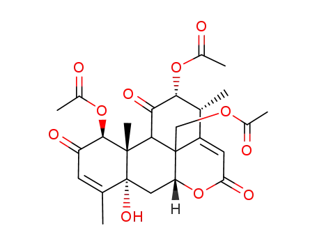 Molecular Structure of 79802-82-7 (5-hydroxy-2,11,16-trioxopicrasa-3,14-diene-1,12,20-triyl triacetate)