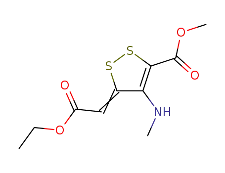 Molecular Structure of 139101-73-8 (Methyl-3-(ethoxycarbonylmethylen)-4-(methylamino)-3H-1,2-dithiol-5-carboxylat)