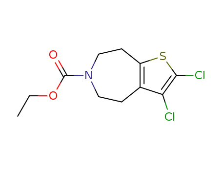 Molecular Structure of 873016-74-1 (6H-Thieno[2,3-d]azepine-6-carboxylic acid,
2,3-dichloro-4,5,7,8-tetrahydro-, ethyl ester)