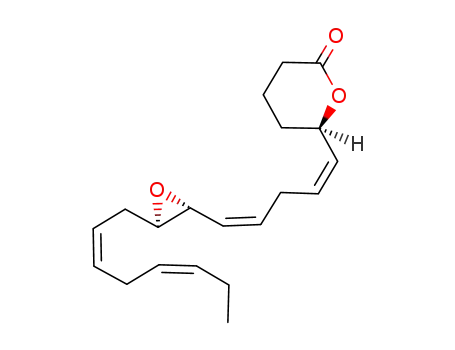 Molecular Structure of 89408-96-8 ((R)-6-{(1Z,4Z)-5-[(2R,3R)-((2Z,5Z)-3-Octa-2,5-dienyl)-oxiranyl]-penta-1,4-dienyl}-tetrahydro-pyran-2-one)