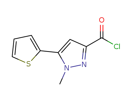 Molecular Structure of 876316-46-0 (1-METHYL-5-THIEN-2-YL-1H-PYRAZOLE-3-CARBONYL CHLORIDE)