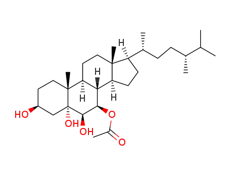 Molecular Structure of 107168-58-1 (Ergostane-3,5,6,7-tetrol,7-acetate, (3b,5a,6b,7b)- (9CI))