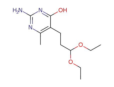Molecular Structure of 88618-25-1 (2-amino-5-(3,3-diethoxypropyl)-6-methylpyrimidin-4(1H)-one)